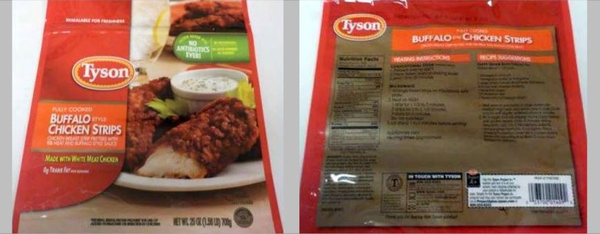 Tyson Foods recalls 69,093 pounds of chicken strips that may be contaminated with metal