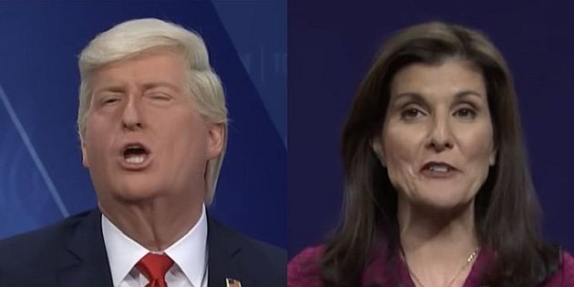 Nikki Haley’s hilarious surprise cameo on SNL questioning Donald Trump in a town hall meeting (Video)