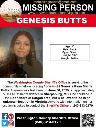 Ace News Today: Genesis Ryan Marrie Butts: 15-year-old girl missing from Sharpsburg. Image credit: The AWARE Foundation