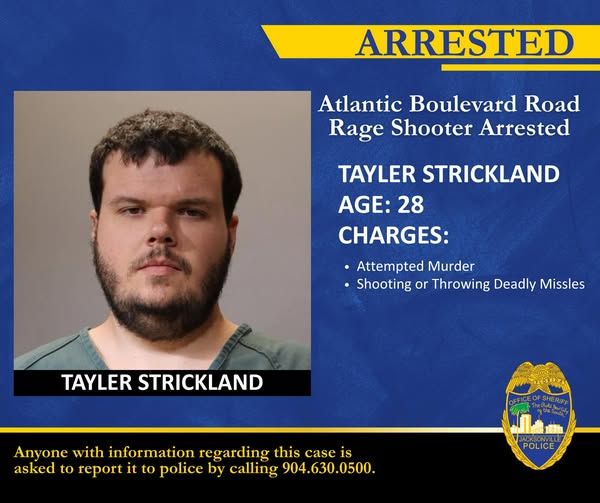 Ace News Today: Florida road rager who instigated shootout with another armed driver on busy highway arrested. Image credit: JSO