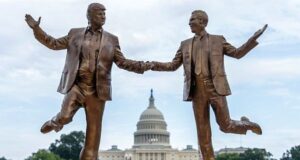 ‘Best Friends Forever’ statue of Trump and Epstein skipping and holding hands removed from the National Mall