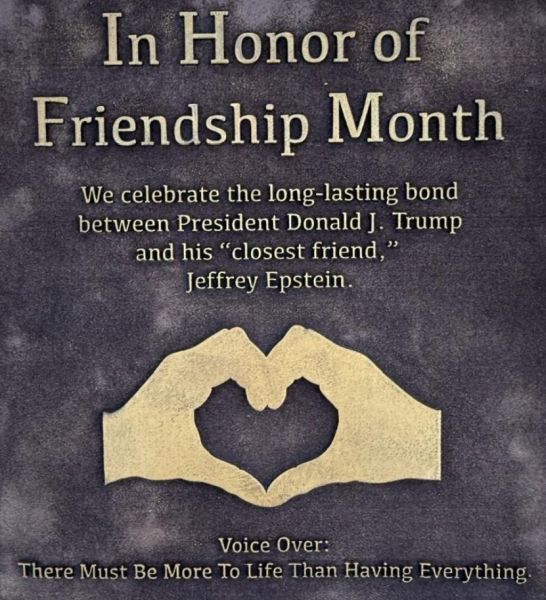 Ace News Today: ‘The Secret Handshake’ statue of Trump and Epstein holding hands removed from the National Mall. Image credits" X