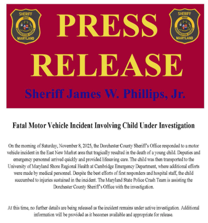 Ace News Today: Young child killed in Dorchester County car crash