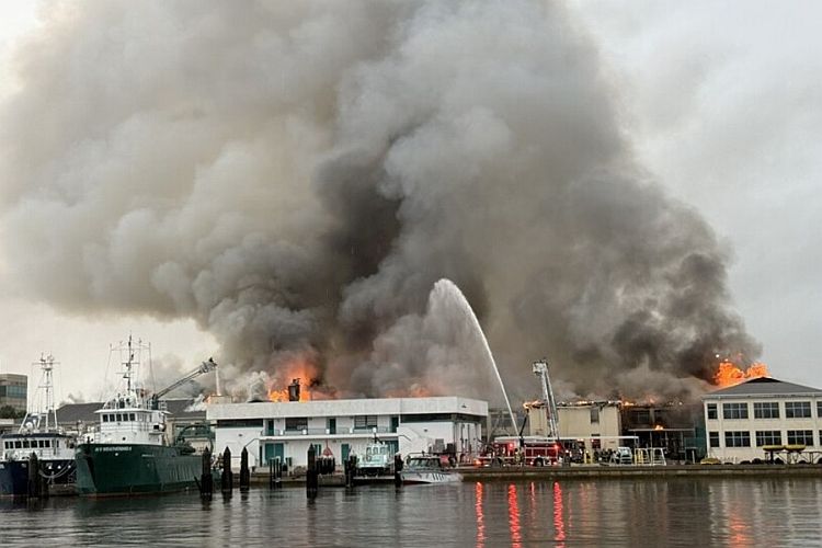 Ace News Today: Massive fire engulfs USF Marine Science Lab: Building feared total loss. Image credit: X