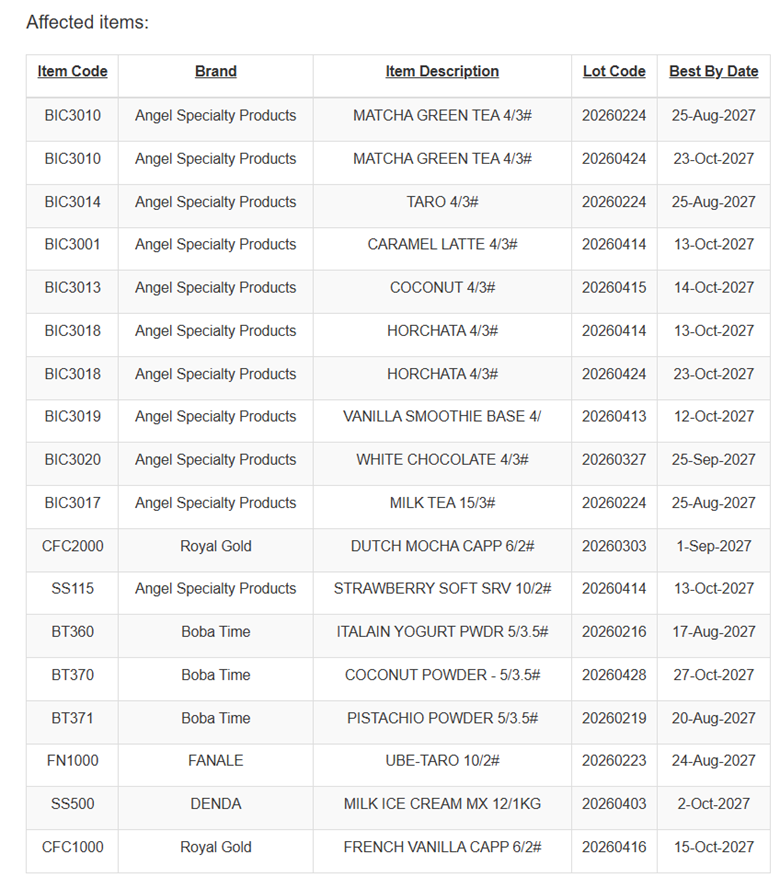 Ace News Today: Specialty drinks recalled in 25 states over possible salmonella contamination. Image credit: X