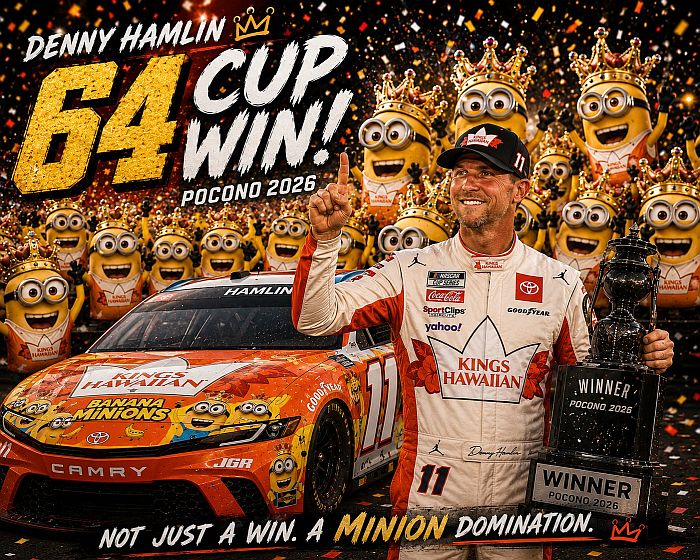 Ace News Today: Denny Hamlin makes NASCAR history with third straight Cup victory at Pocono. Image credit: X