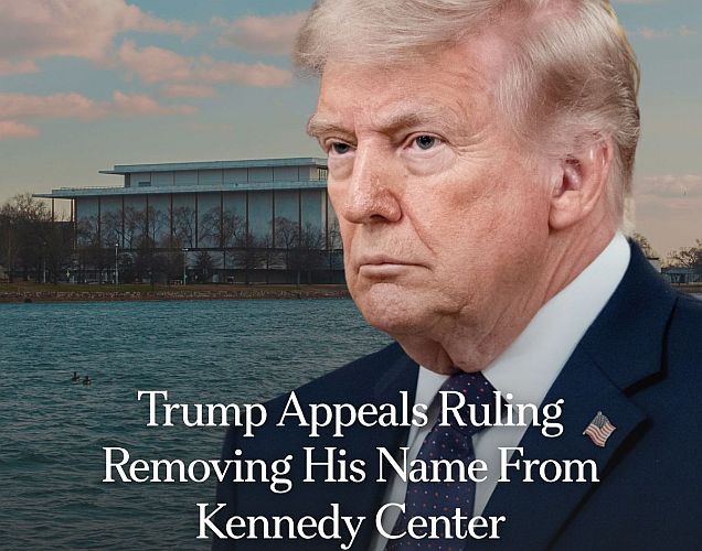 Ace News Today: Kennedy Center Board and DOJ appeals order to remove Trump’s name from the Kennedy Center building. Image credit: X